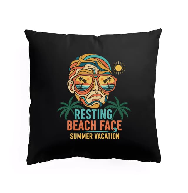 Polštář Resting Beach Face Stylová Letní Plážová Nálada Se Slunečními Brýlemi A Palmami