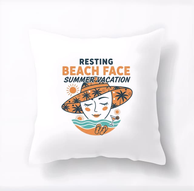 Polštář Resting Beach Face Letní Pohoda Na Pláži S Palmami A Koktejlem