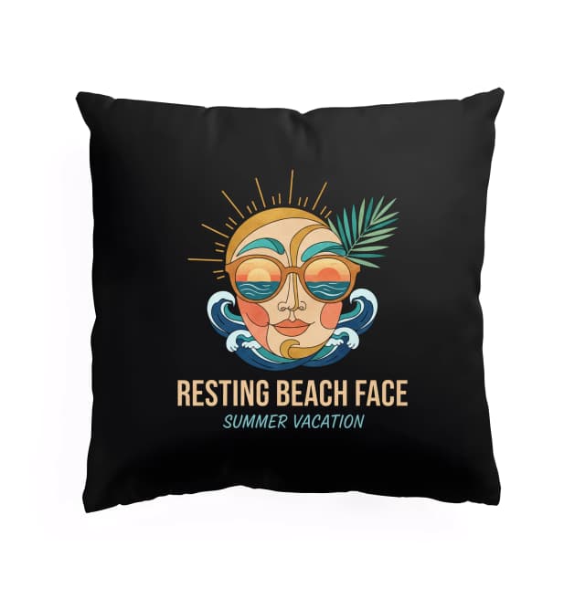 Polštář Sluneční Nálada Resting Beach Face  Letní Dovolená Pláž A Vlny
