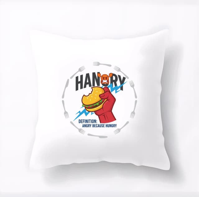 Polštář Hangry Definice Rozzlobený Protože Hlad Síla Burgeru