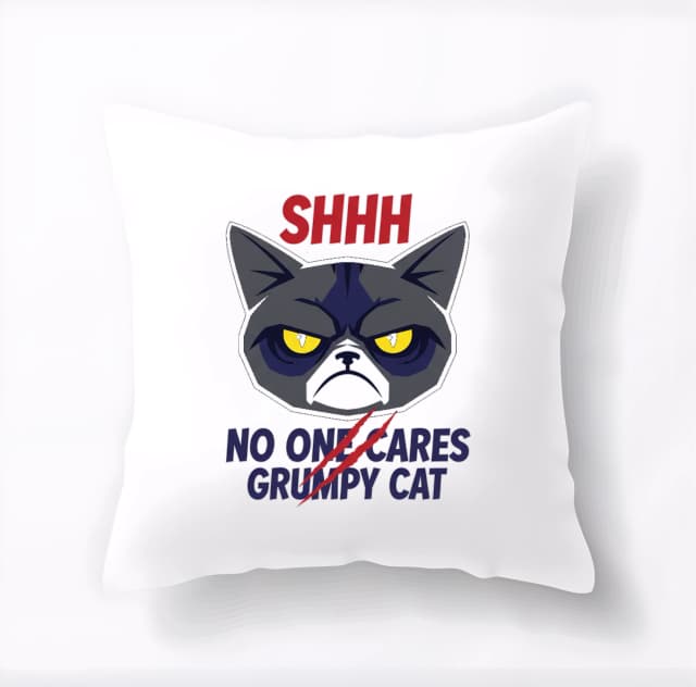 Polštář Ticho Nikoho To Nezajímá Grumpy Cat S Přísným Výrazem
