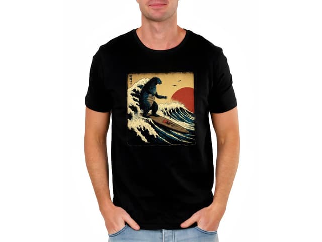 Pánské tričko, surfování Godzilla japonský styl