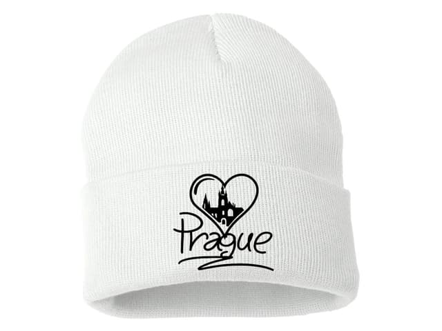 Zimní pletená čepice Miluji Prahu