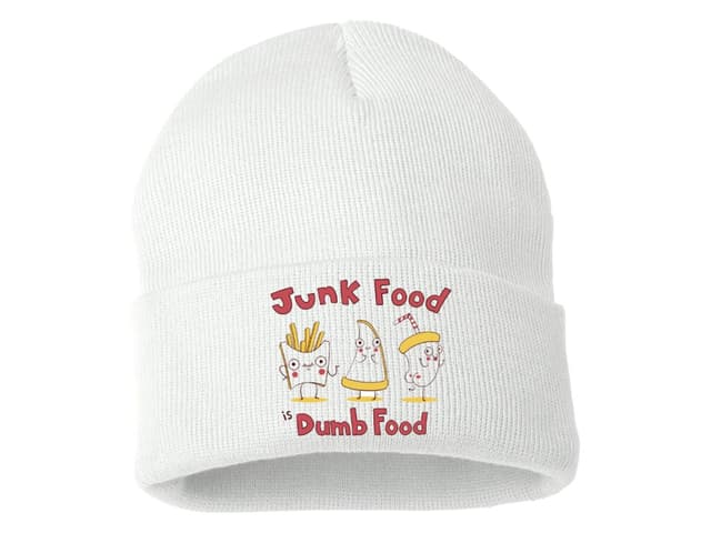 Zimní pletená čepice Fast food je hloupé jídlo
