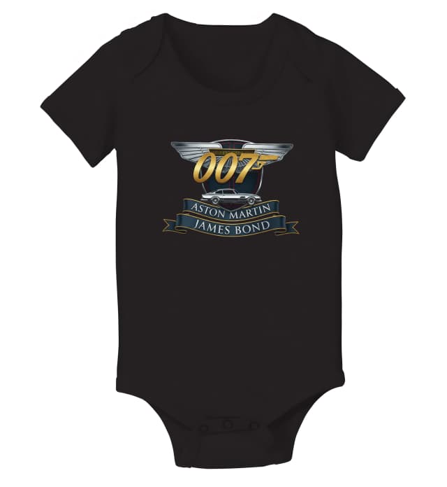Dětské body Nadčasová Zlatá Elegance Aston Martin James Bond Klasická Špionážní Ikona